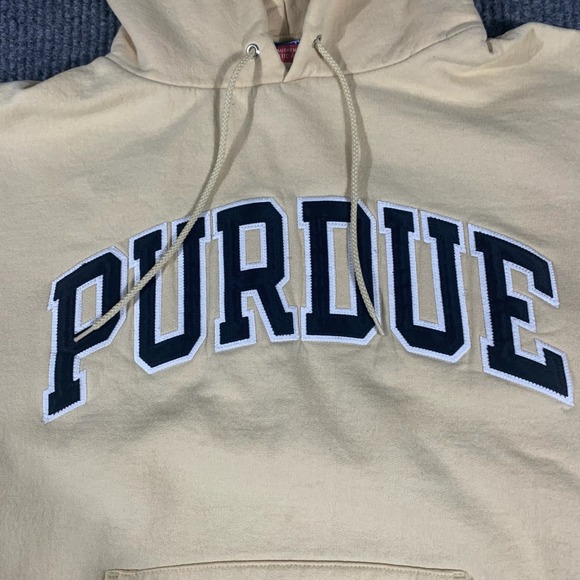 Purdue‎ Boilermakers Hoodie Mens Medium Beige Sweatshirt Embroidered Basketball - Picture 4 of 12